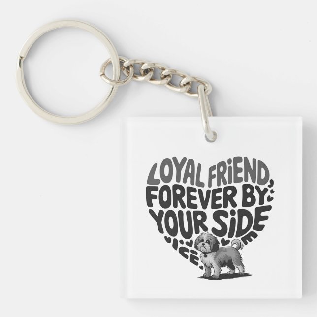Loyal Friend Dog Companion Heart Design Keychain (Front)