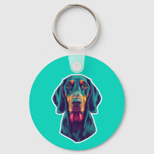 Loyal Glow – Vibrant Bluetick Coonhound Pop Art Keychain