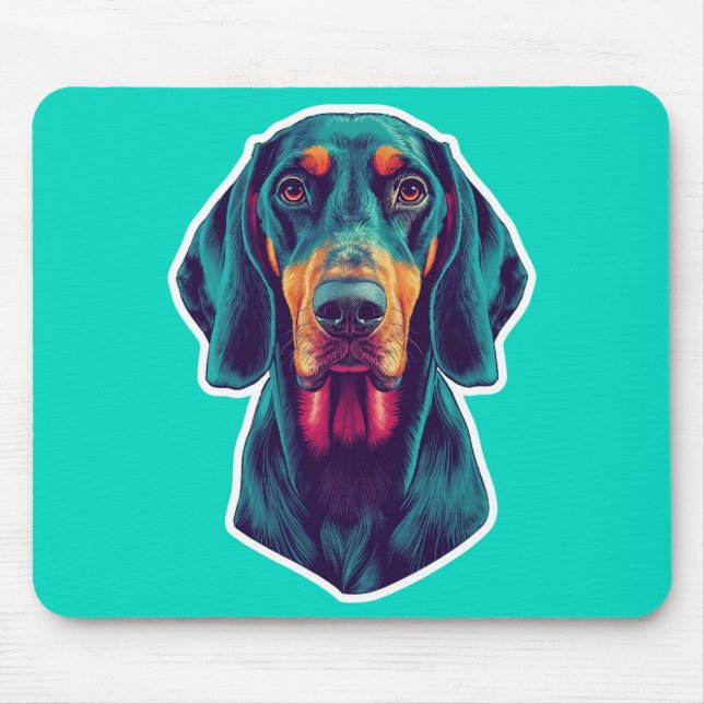 Loyal Glow – Vibrant Bluetick Coonhound Pop Art Mouse Pad (Front)