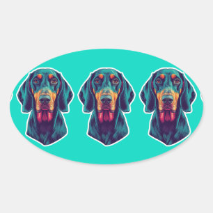 Loyal Glow – Vibrant Bluetick Coonhound Pop Art Oval Sticker