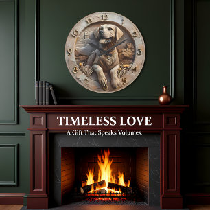 Loyal Labrador Sculpted Stone Style Large Clock
