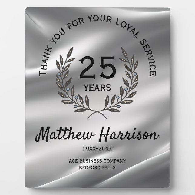 Loyal Long Service Appreciation Award. Personalize Plaque (Front)