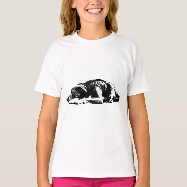 Loyal Pitbull Mix Resting Pose Graphic Tee (Front)