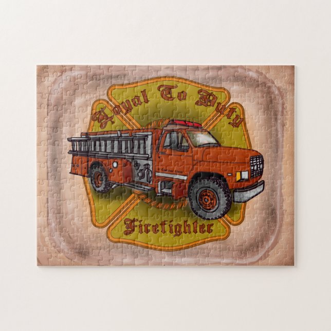 Loyal To Duty Fire Truck firefighter jigsaw puzzle (Horizontal)