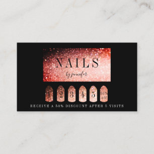 Loyalität 5 Nails Artist Elegant Silver Orange Business Card