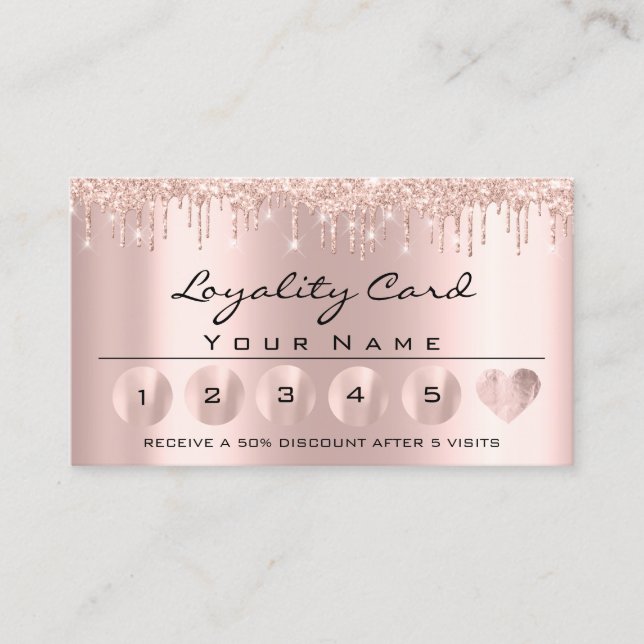 Loyaliy 6 Aesthetician MAKEUP Rose Pink Heart Lash Business Card (Front)