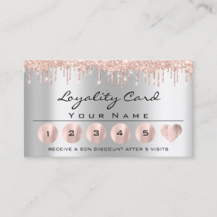 Loyaliy 6 Esthetician Rose Drips Gray Heart Lash Business Card