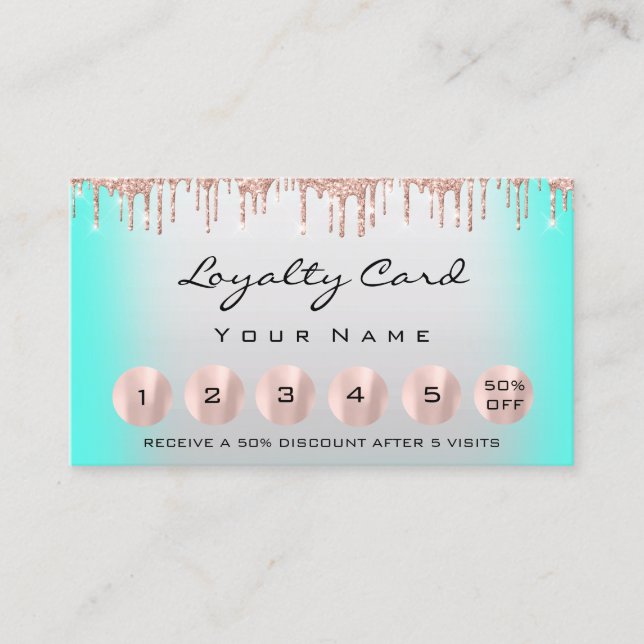 Loyalty 6 Makeup Aesthetician Eyelash Rose Mint Business Card (Front)