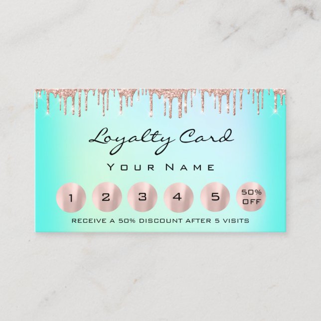 Loyalty 6 Makeup Aesthetician Eyelash Rose Ocean Business Card (Front)