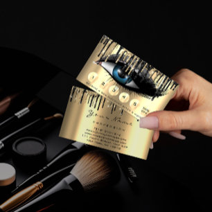 Loyalty 6 Makeup Makeup Eyelash Gold Grey Drips Business Card