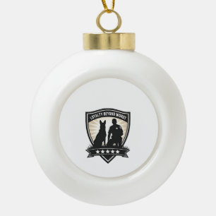 Loyalty Beyond Words Vintage K9 Police Badge Vecto Ceramic Ball Christmas Ornament