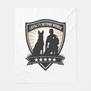 Loyalty Beyond Words Vintage K9 Police Badge Vecto Fleece Blanket