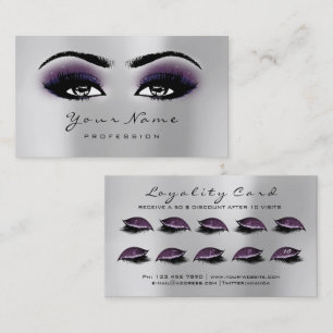 Loyalty Card 10 Makeup Lashes Extension Grey Plum