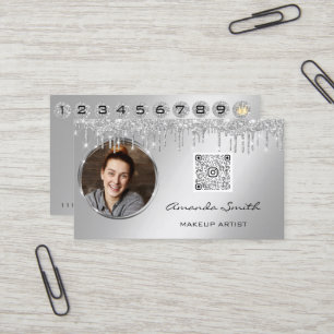 Loyalty Card 10 Punch Crown  Silver QR Logo Photo 