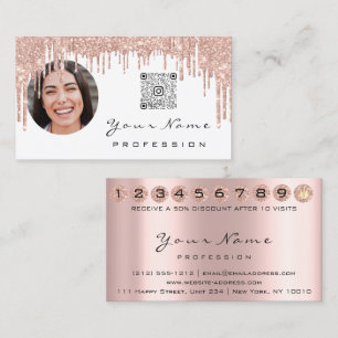 Loyalty Card 10 Punch Golden Crown Rose QR Photo