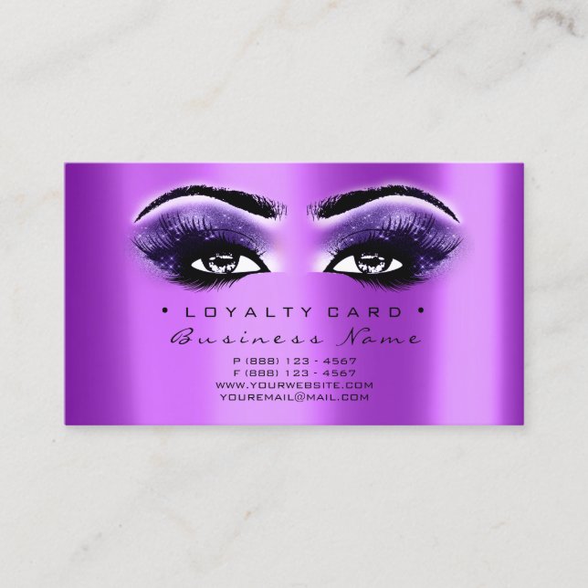Loyalty Card 6 Beauty Salon Lash Purple Violet (Front)