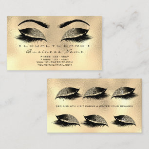 Loyalty Card 6 Beauty Salon Lashes Gold Lux Waxing