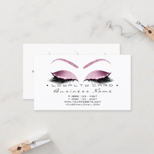 Loyalty Card 6 Beauty Salon Lashes Pink White Waxi