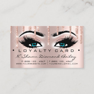 Loyalty Card 6 Beauty Salon Lashes Rose Blue Drips