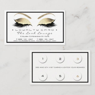 Loyalty Card 6 Beauty Salon Lashes White Gold Glam