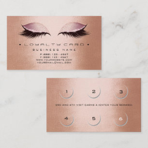 Loyalty Card 6 Beauty Salon Makeup Copper Rose Gol