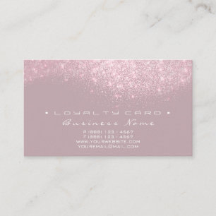 Loyalty Card 6 Beauty Salon Pink Grey Glitter