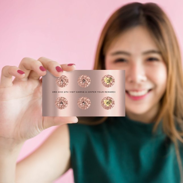 Loyalty Card 6 Punch Makeup Artist Heart Rose Gold (Creator Uploaded)