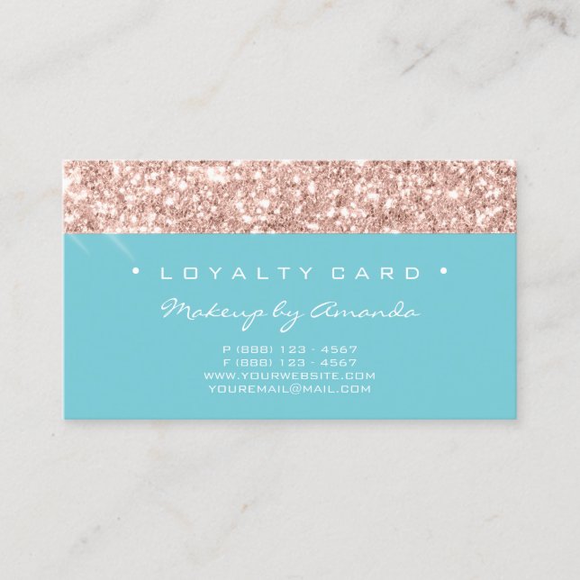 Loyalty Card 6 Punch Makeup Artist Spark Rose Blue (Front)