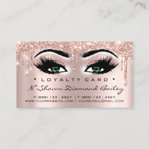 Loyalty Card 6 Punch Makeup Lash Heart Rose Green