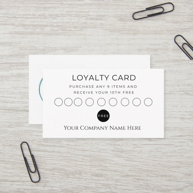 Loyalty Card Black White Minimalist Logo Business  (Front/Back In Situ)