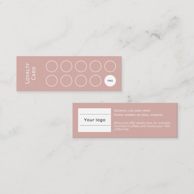 Loyalty Card, Clean and simple, blush pink  Card (Front/Back)