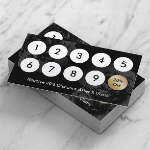 Loyalty Card Elegant Black Floral Beauty Salon
