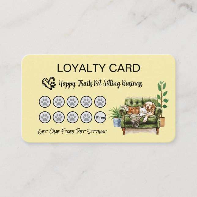 Loyalty Card for Pet Sitters and Dog Walkers (Front)