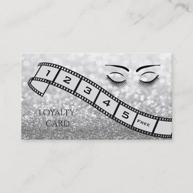 Loyalty card  glittery filmstrip eyelashes eyebrow (Front)