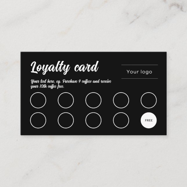 Loyalty Card, Retro professional black Card (Front)