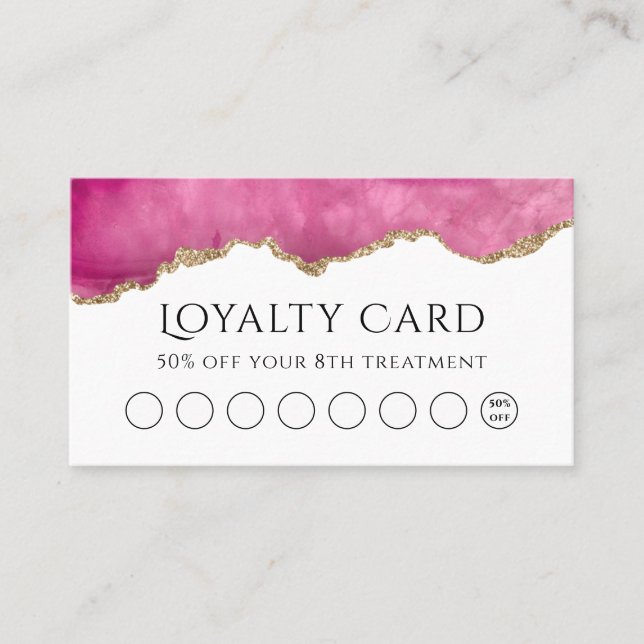 loyalty card watercolor hot pink agate (Front)