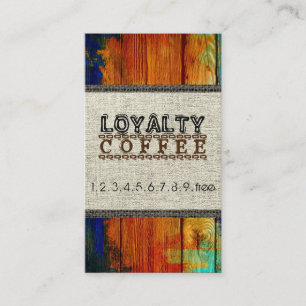 Loyalty Coffee Punch Burlap Wood Look #2 Card