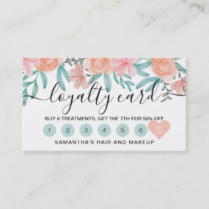 Loyalty corl peach floral watercolor heart script card