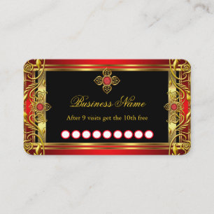 Loyalty Elegant Ornate Royal Red Jewel Black Gold  Business Card