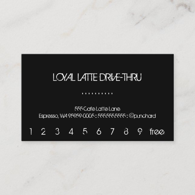Loyalty Latte Drive-Thru Black background Card (Front)