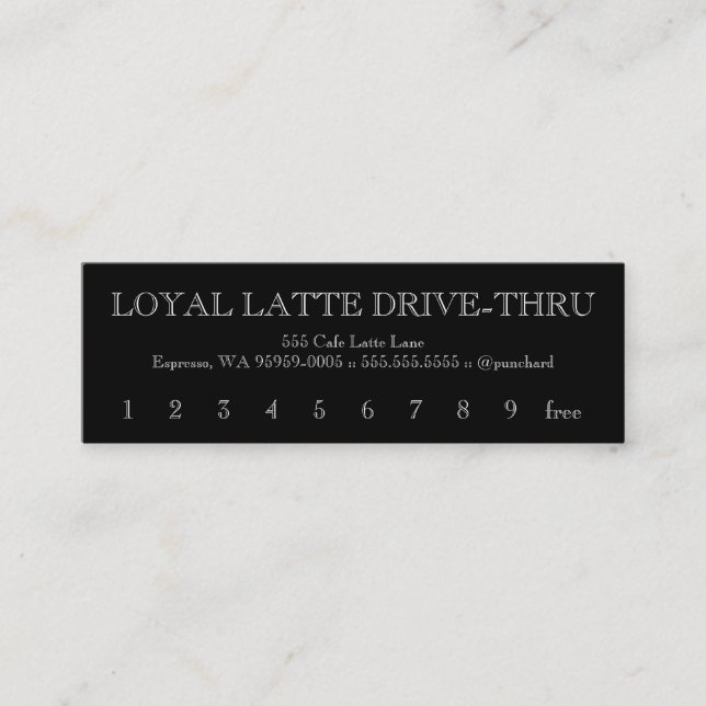Loyalty Latte Drive-Thru Caslon Open Card (Front)