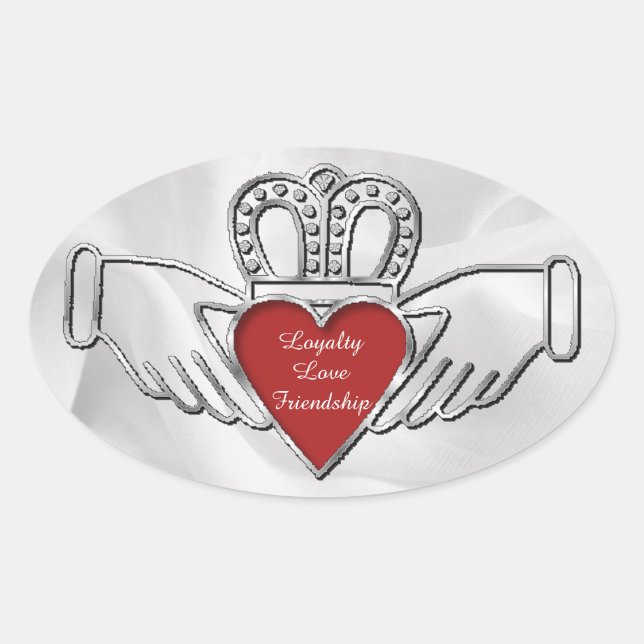 Loyalty Love Friendship Claddagh Oval Stickers (Front)