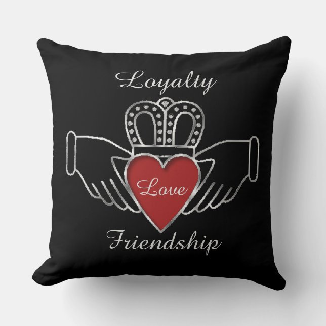 Loyalty Love Friendship Claddagh Throw Pillow (Front)
