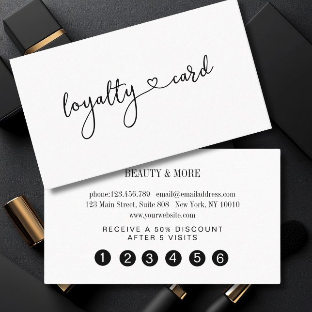 Loyalty Map 5 Nails Lashes Beauty Business Card (Personalized Loyalty 5 Nails Lashes Beauty Business Card)