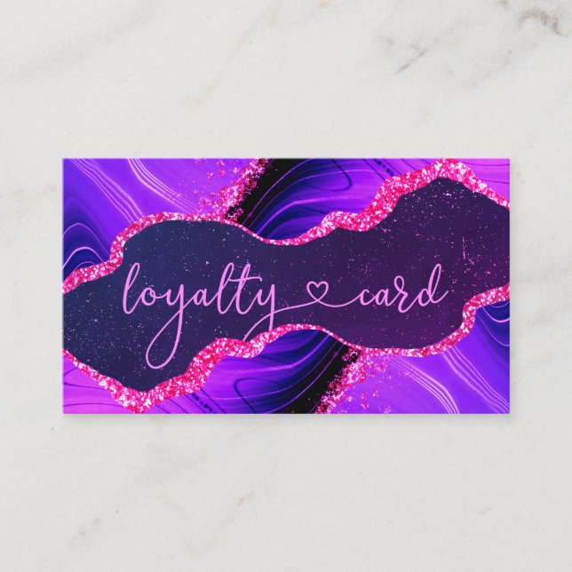 Loyalty Marble Glitter Card 5 Salon Business Card (Front)