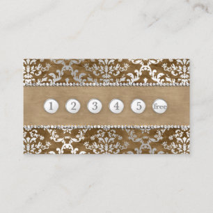 Loyalty Punch Card Coffee Camel Glimmer Damask