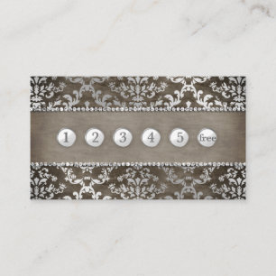 Loyalty Punch Card Coffee Chocolate Glimmer Damask