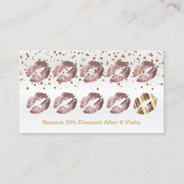 Loyalty Punch Card -Dusty Rose Glitter and Gold 2 (Front)