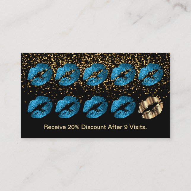 Loyalty Punch Card - Turquoise Blue Glitter (Front)
