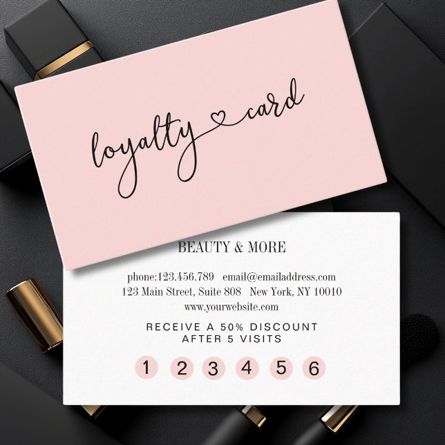 Loyauté 5 Carte de visite de Nails Lashes (Personalized Loyalty 5 Nails Lashes Beauty Business Card)